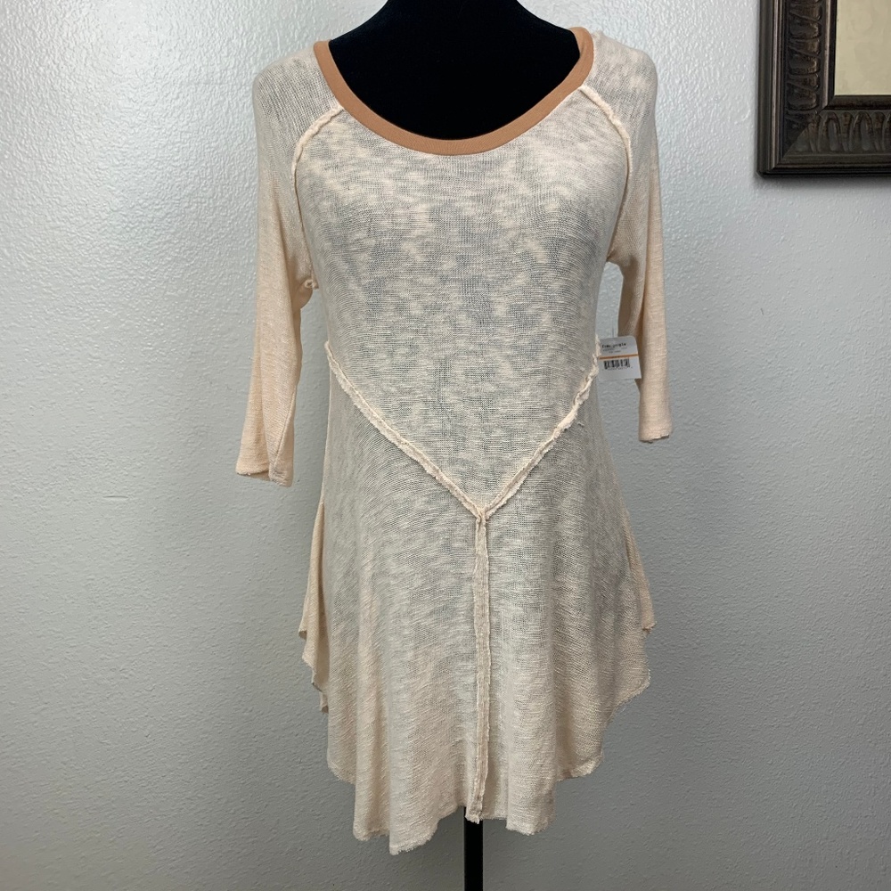 Intimately Free People Peach Sheer Mesh Top